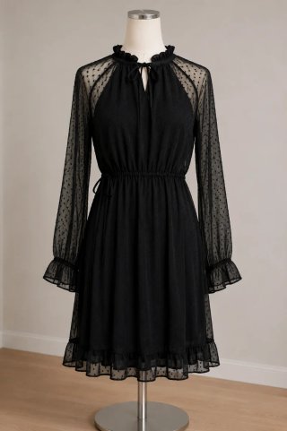 Vestido Gasa Negro