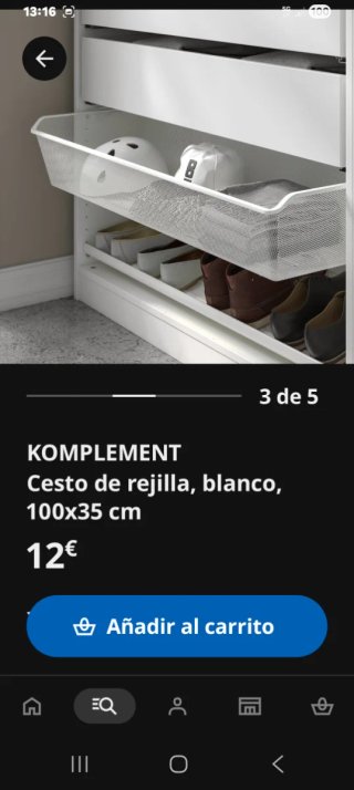 KOMPLEMENT Cesto rejilla blanco 100x35cm