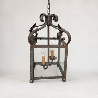 Farol de techo hierro forjado y cristal