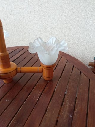 Lámpara de techo madera y cristal