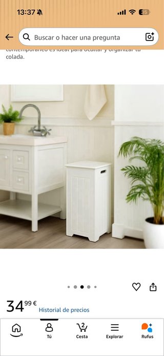 Cesto Ropa Sucia Blanco Madera