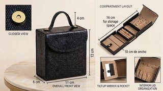 Joyero portátil compacto con espejo