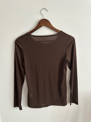 Camiseta Malla Manga Larga Marrón Chocolate Talla