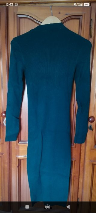 Vestido punto Bershka verde talla M