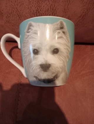 Taza desayuno perro Westie azul