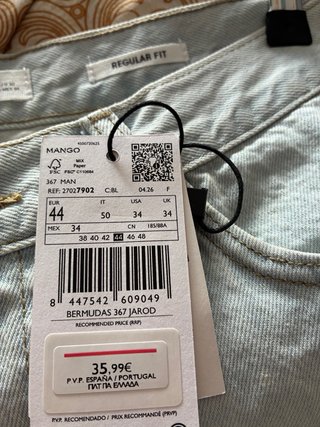 Bermudas Mango Hombre Nuevas Talla L