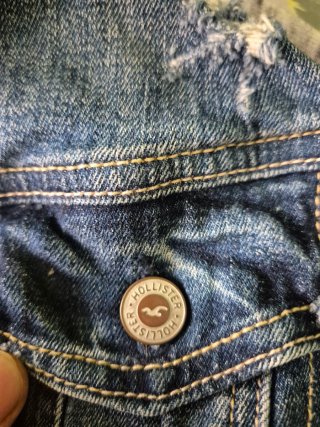 Chaqueta Hollister M Gris/Azul