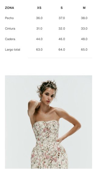 Vestido Corsé Floral Talla S  Zara