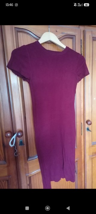 Vestido corto punto morado con cordones