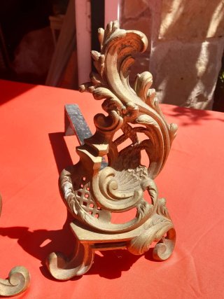 Antiguos morillos para chimenea estilo Luis XV.