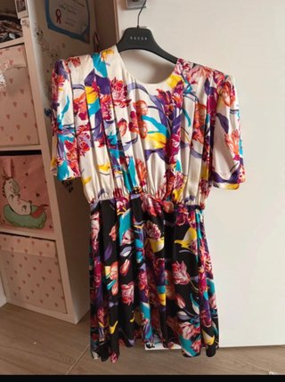 Vestito in 100% Seta Floreale