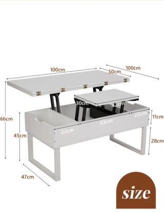 Mesa de centro elevable madera y metal