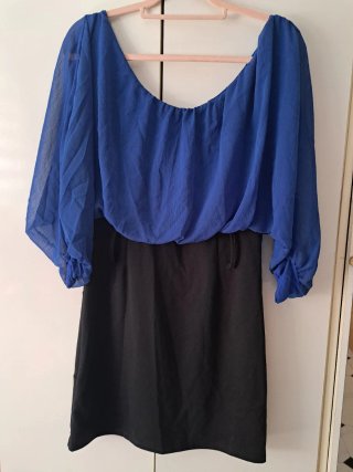 Vestido azul y negro