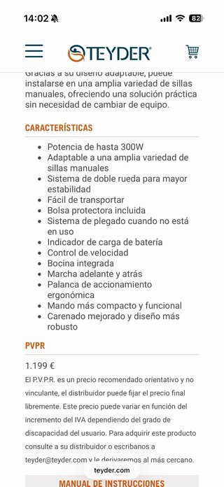 Motor de empuje para silla de ruedas.