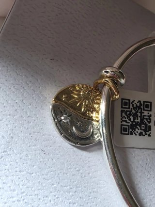 Pulsera Pandora  bitono 17cm con Medalla Sol y Lun