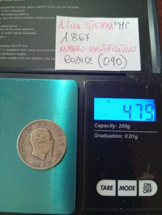 1 Lira Stemma 1867 Zecca Milano Autentica