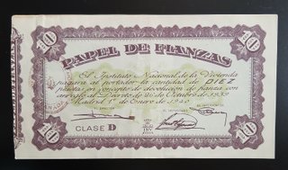 Papel de Fianzas Clase D 1/1/1940 (10 Pesetas)