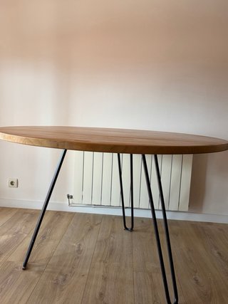 Mesa redonda madera maciza y metal