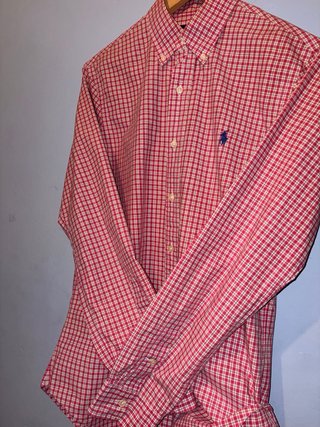 Camisa Polo Ralph Lauren cuadros roja vintage slim