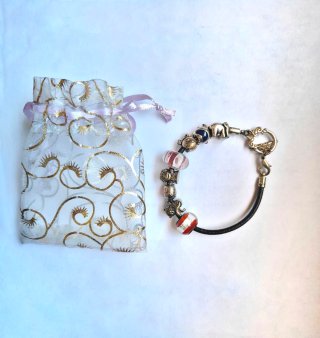 Pulsera estilo Pandora con charms y bolsita
