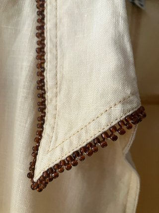 Blusa vintage lino mostaza sin mangas T42
