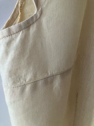Blusa vintage lino mostaza sin mangas T42