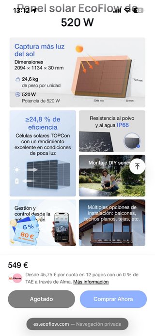 4 Paneles Solares EcoFlow 520W