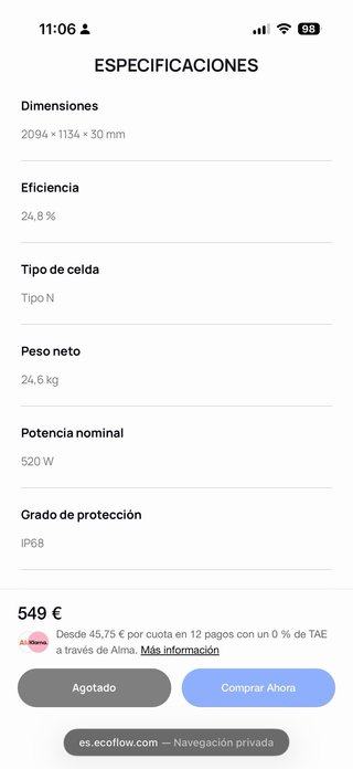 4 Paneles Solares EcoFlow 520W