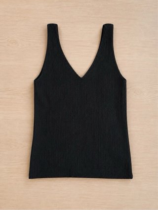 Camiseta de tirantes negra con canalé de Pimkie
