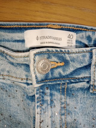 Falda pantalón vaquera con brillos Talla 40