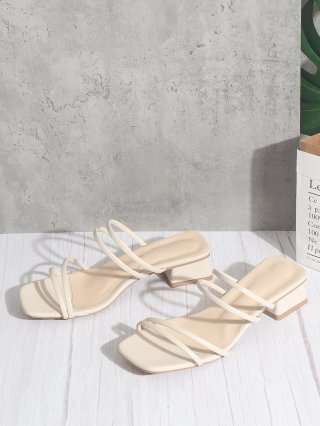 Sandalias destalonadas tiras beige