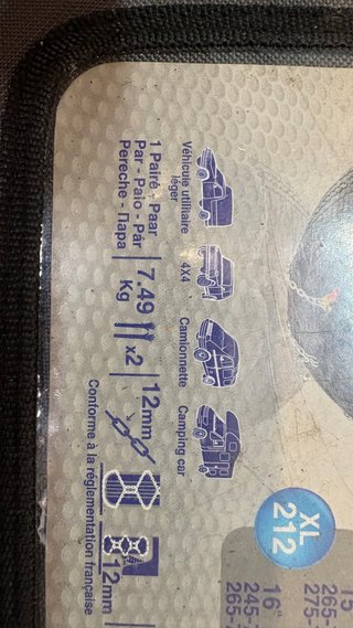 Cadenas Nieve 4x4 SUV Furgoneta Caravana