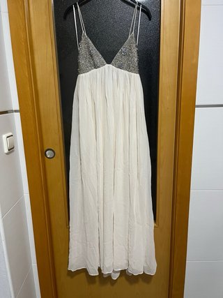 Vestido blanco Zara con abalorios  Talla/S