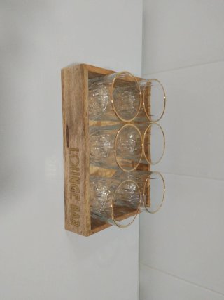 Juego de 6 vasos dorados y transparentes
