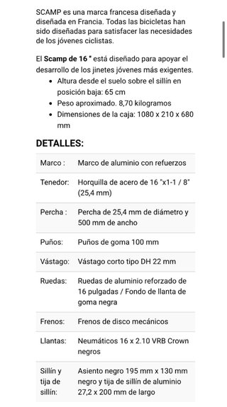 Bicicleta Infantil SCAMP Medfox 16'' Azul