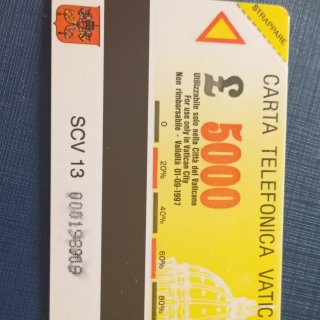 Scheda Telefonica Vaticano 5000 Lire nuova mai us