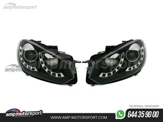 FAROS DELANTEROS OJOS DE ANGEL + LUZ DIURNA PARA VOLKSWAGEN GOLF MK6