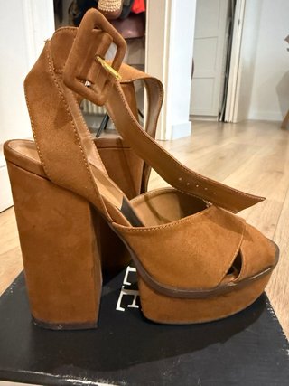 Tacón Zara Ante Marrón Plataforma 38 12cm