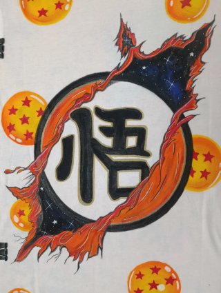 Camiseta Goku Dragon Ball Pintada a Mano Talla L