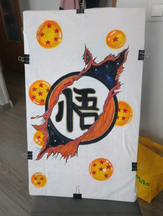 Camiseta Goku Dragon Ball Pintada a Mano Talla L