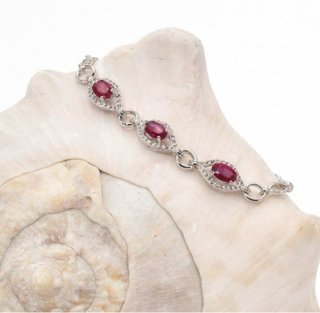 Pulsera Jadé rubíes Naturales Rojos 18K Chapado