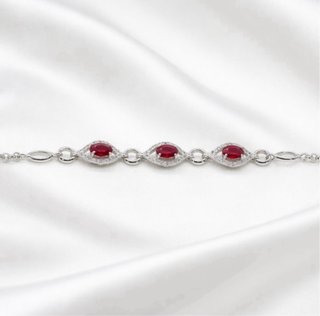 Pulsera Jadé rubíes Naturales Rojos 18K Chapado