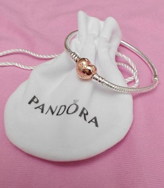 Pulsera Pandora Corazón Oro Rosa y Plata