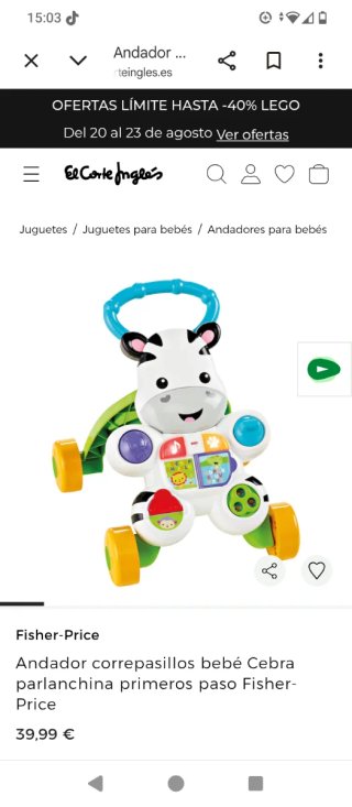 Andador correpasillos Cebra Fisher-Price