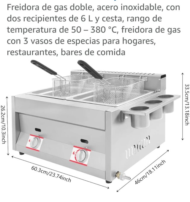 Freidora Doble Acero Inoxidable