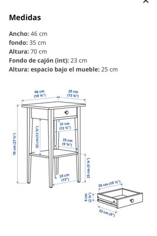 Mesilla de noche blanca de madera