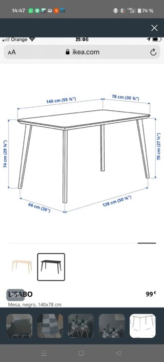 Mesa Lisabo y sillas de comedor Ikea