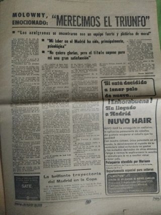 Gr Periodico R.Madrid vs Barcelona final copa 1974