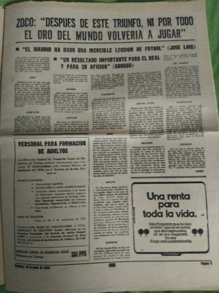 Gr Periodico R.Madrid vs Barcelona final copa 1974