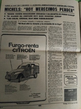Gr Periodico R.Madrid vs Barcelona final copa 1974